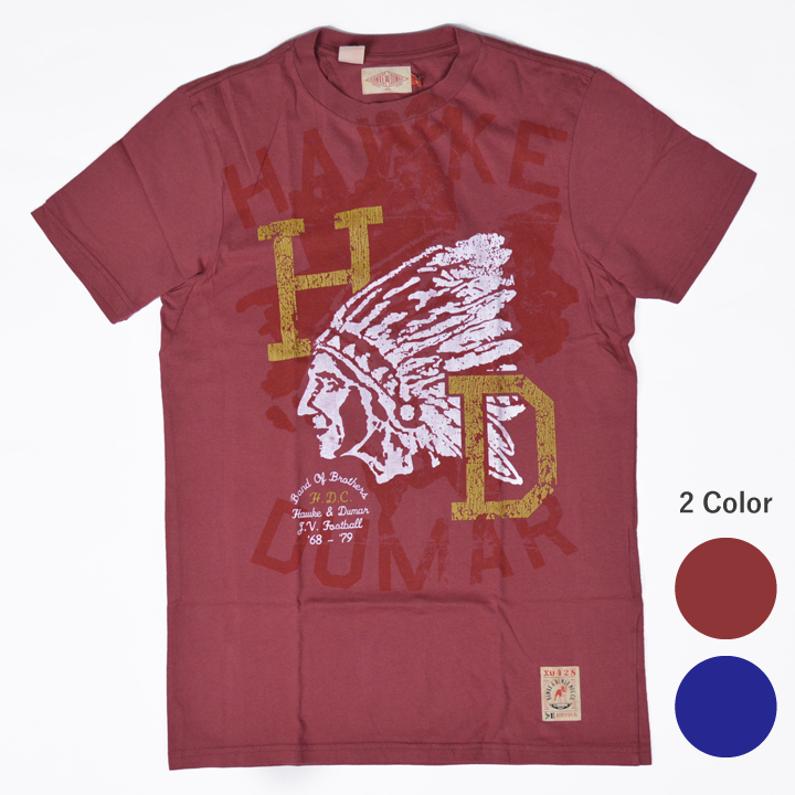 Hawkedumar Tシャツ デザインtシャツ カットソー メンズ Indian Head トップス 半袖 ロゴ