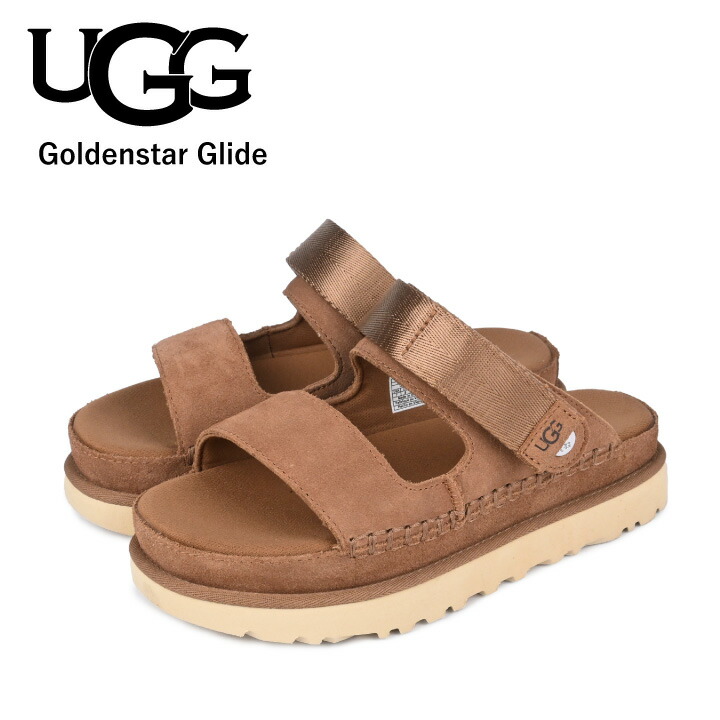 新品 UGG アグ 厚底サンダル ブラウン系 ストラップ付き レディース