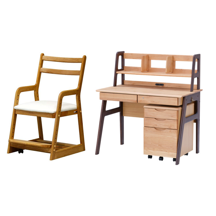 学習机セット 学習デスク パソコンデスク 机 デスク 上棚 ワゴン チェア 4点 おしゃれ 木製 ECRU DESK UWA WA LIFE (WH) 4SET101-01225