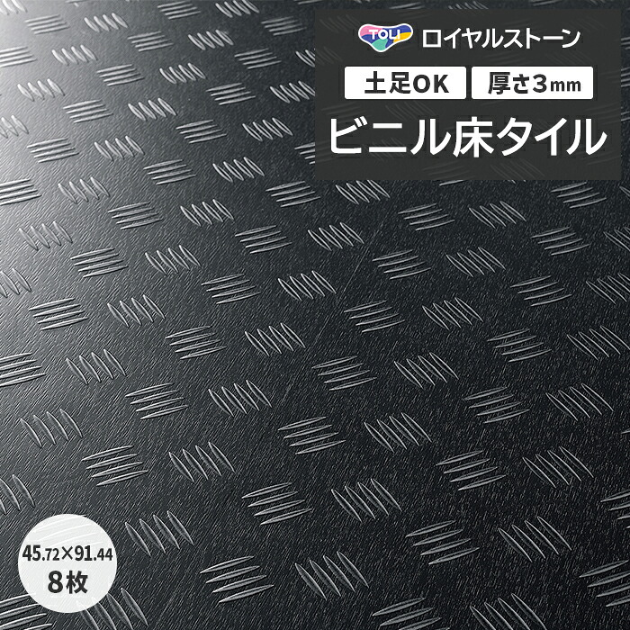 リフォーム DIY ビニル床タイル 東リ フローリング材 タイル 土足OK 高品質 店舗 オフィス 住宅 自宅用 タイルコレクション Pタイル ロイヤルストーン グラン 約457.2×914.4mm 8枚入り チェッカープレート (R) PST4159 引っ越し 新生活 お買い物マラソン