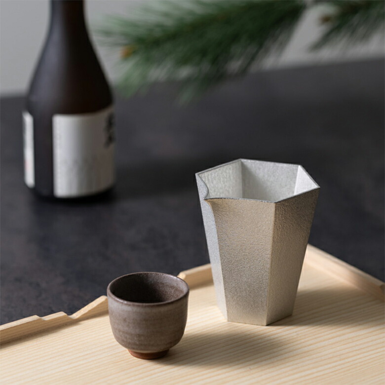 能作 錫の片口 六 角形 酒器 1合 徳利 日本製 父の日 差し上げ物 差し上げ物