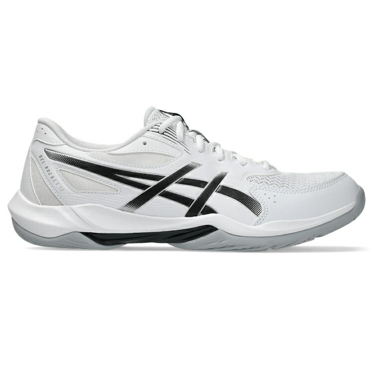 asics アシックス GEL-ROCKET 12 WHITE/BLACK 25.5 1073A081 101 | 靴 くつ シューズ スポーツシューズ インドア運動競技 屋内運動競技 室内運動競技 座蒲団性 受け支える ユニ一発やる 男女兼用 運動競技 運動すること フットウェア 差し上げ物