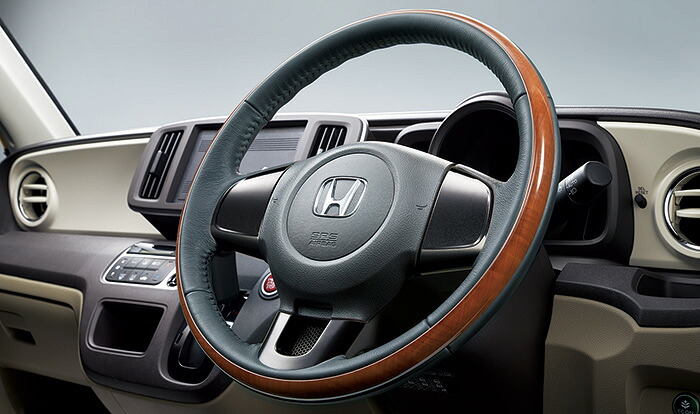 HONDA ホンダ NONE N-ONE エヌワン ホンダ純正 ステアリングホイール（本革×木目調コンビ） ステアリングガーニッシュ装備無し車用 2015.10～次モデル