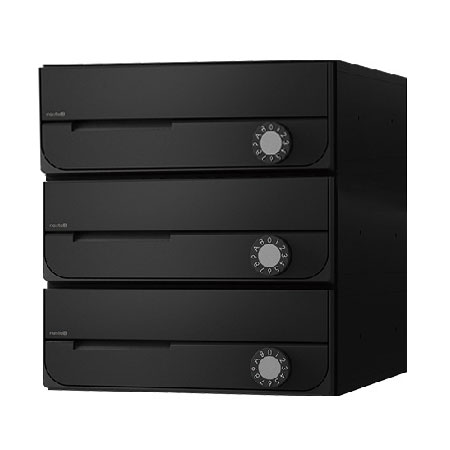 NASTA ナスタ ポスト D-ALL 3戸 可変ダイヤル錠 ブラック 300&times;280&times;407.3 KS-MB5202PU-3LK-BK | KS-MB5202PU シリーズ メール便 はがき DM パンフレット カタログ 回覧板 郵便受け 郵便ポスト 新聞受け 玄関ポスト メールボックス おしゃれ シンプル｜DE（desir de vivre）