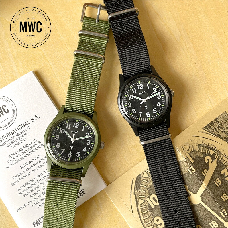 MWC ミリタリーウォッチカンパニー Infantry Watch ミリタリーウオッチ 腕時計 33mm メンズ レディース ユニセックス カジュアル おしゃれ オリーブ ブラック 【送料無料】