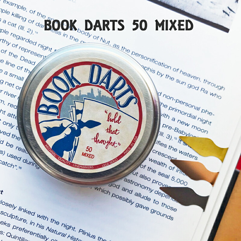 楽天市場】送料無料 ブックダーツ ブロンズ 50個缶入り BOOK DARTS 金属 ブックマーカー ブックマーク しおり おしゃれ : 文房具 手帳  DESK LABO