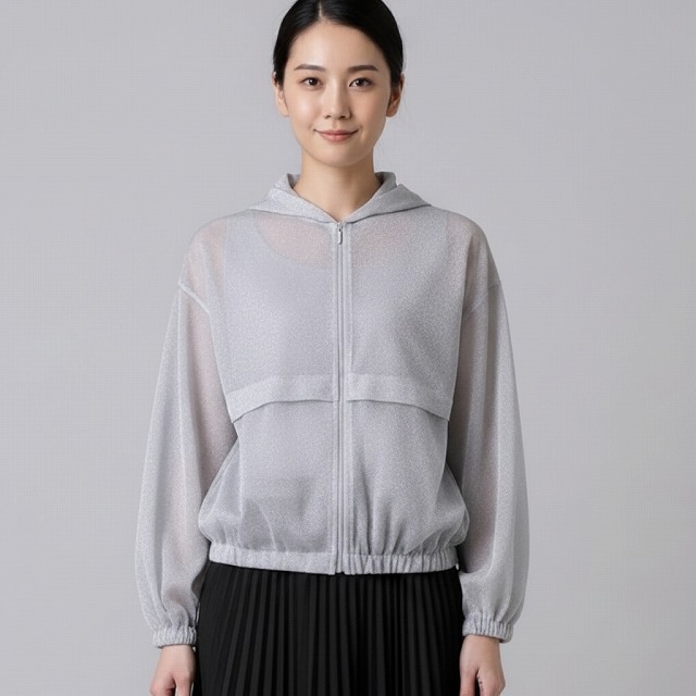 PUPULA(ププラ） シャイニー シアー パーカー刈り込み ダブルジップジャケット【レディース流行り物 30代 40代 50代 60代】