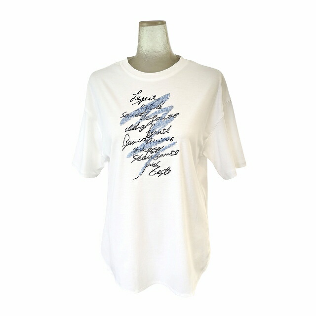 PUPULA(ププラ） アナイアスムースプレミアムコットン 刺・墸アルファベット ＋ スパンコールモチーフ Tシャツ【レディースファッション 30代 40代 50代 60代】｜Listyc