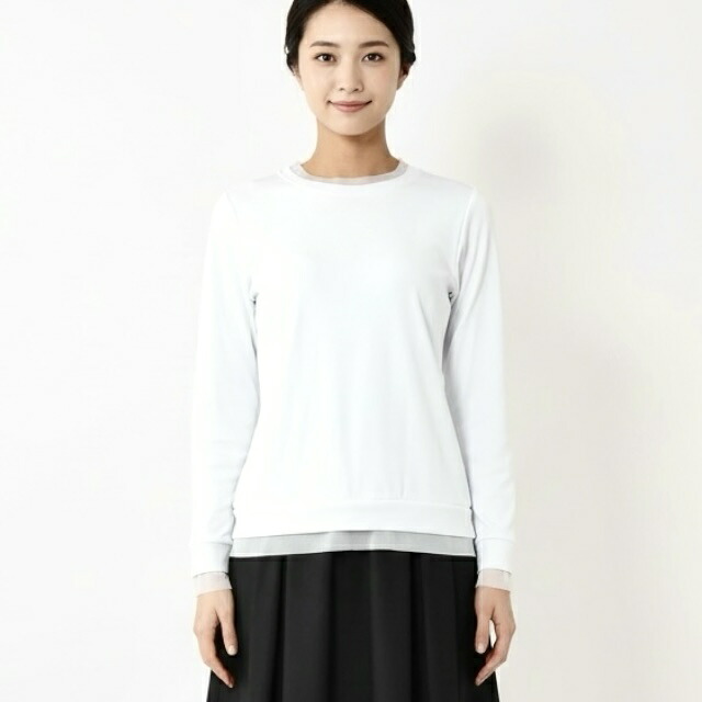 PUPULA(ププラ） チュールトリム ストレッチベーシック カットソー【セレクトショップ】【レディースファッション 30代 40代 50代 60代】