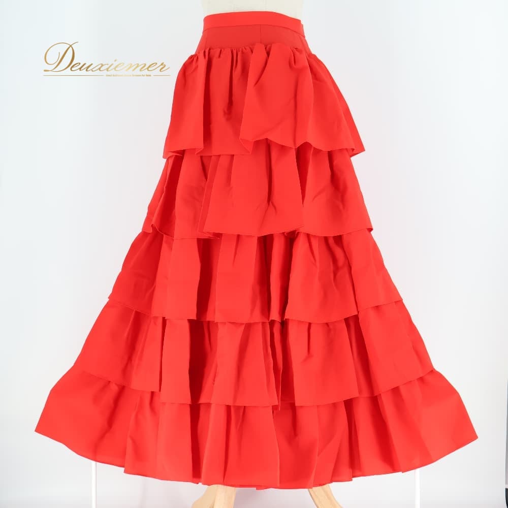 【中古】 atelier Bellissima アトリエベリッシマ フラメンコ お召しもの ファルダ スコート 赤いこと系 赤 無地 ボランテ フラウンス 社交ダンス 寄り合い 告げ知らせる会 フラメンコスコート 赤スコート ボランテスカート フラウンススコート 社交ダンスお召しもの 告げ知らせる会お召しもの 一こまお召しもの H049-2511018003375 スポーツ・アウトドア-体操・ダンス