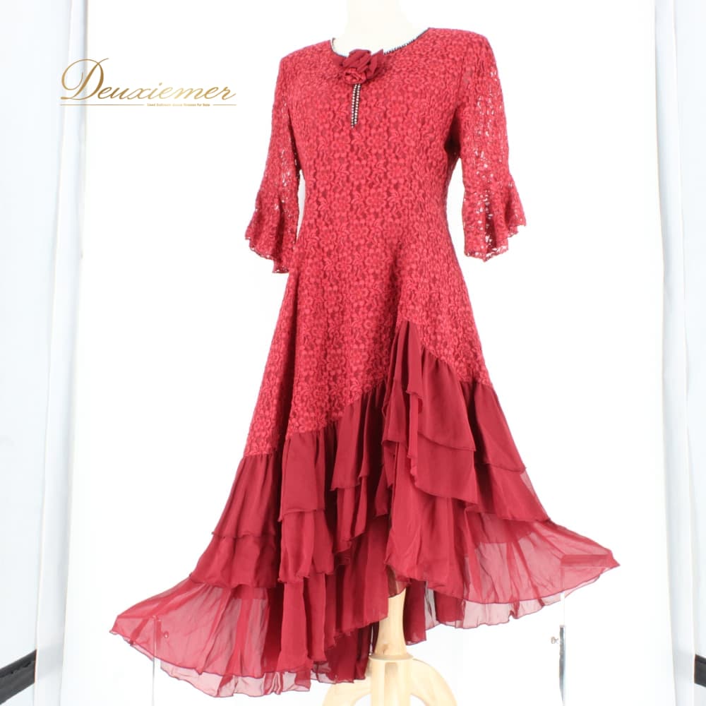 【中古】 Elegance fashion 心ゆかしい流行り物 人付き合い社交ダンス お召しもの 標準尺度 お召しもの 衣装 寄りあいお召しもの 高座お召しもの 赤 赤いこと系 スピード競技 生産ライン石ころ 花柄 カラオケ 書きあらわすM大きさ B043-2510122012105