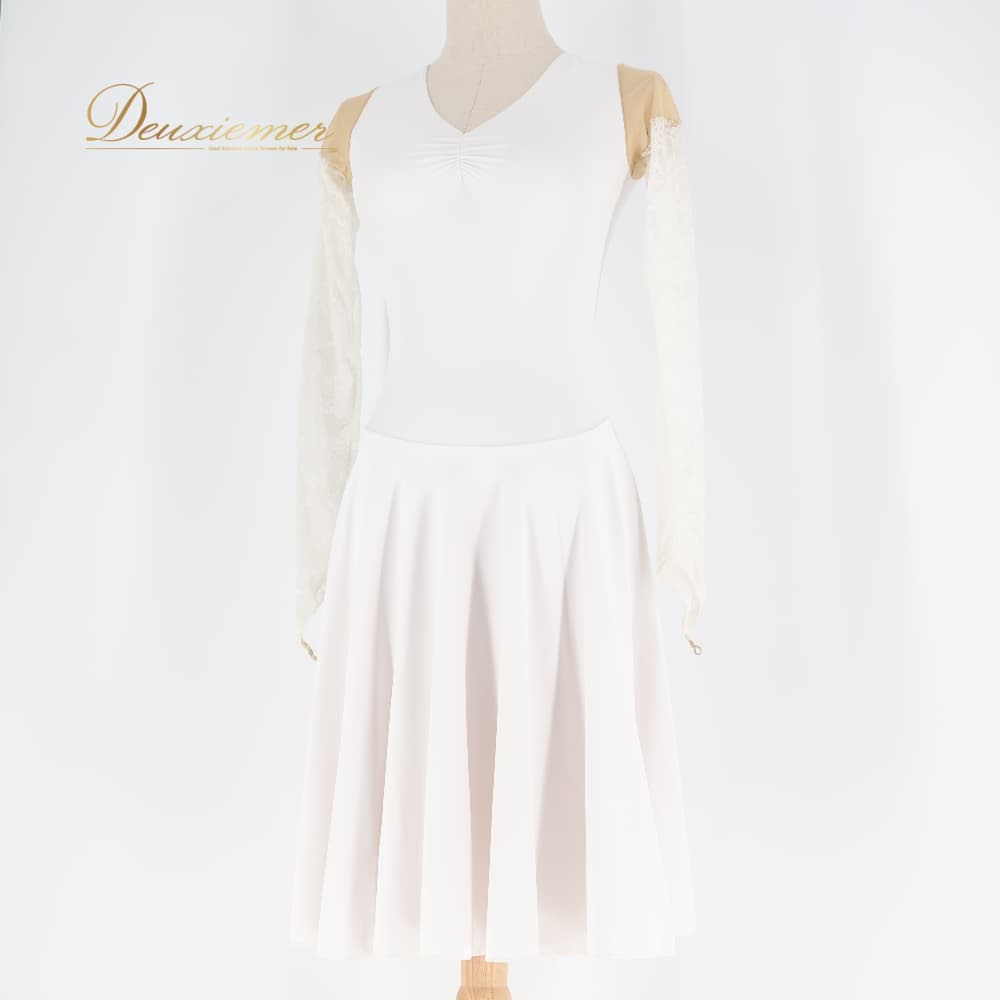 【中古】 Chacott チャコット 社交ダンス 衣装 ワンピース ドレス ラテン ホワイト系 白 無地 伸縮 ストレッチ バレエ ダンス パーティ 発表会 レッスン 練習 ジャズダンス シンプル ダンスウェア 女性用 発表会衣装 イベント コスチューム M~Lサイズ C019-2510219000091|deuxiemer 店