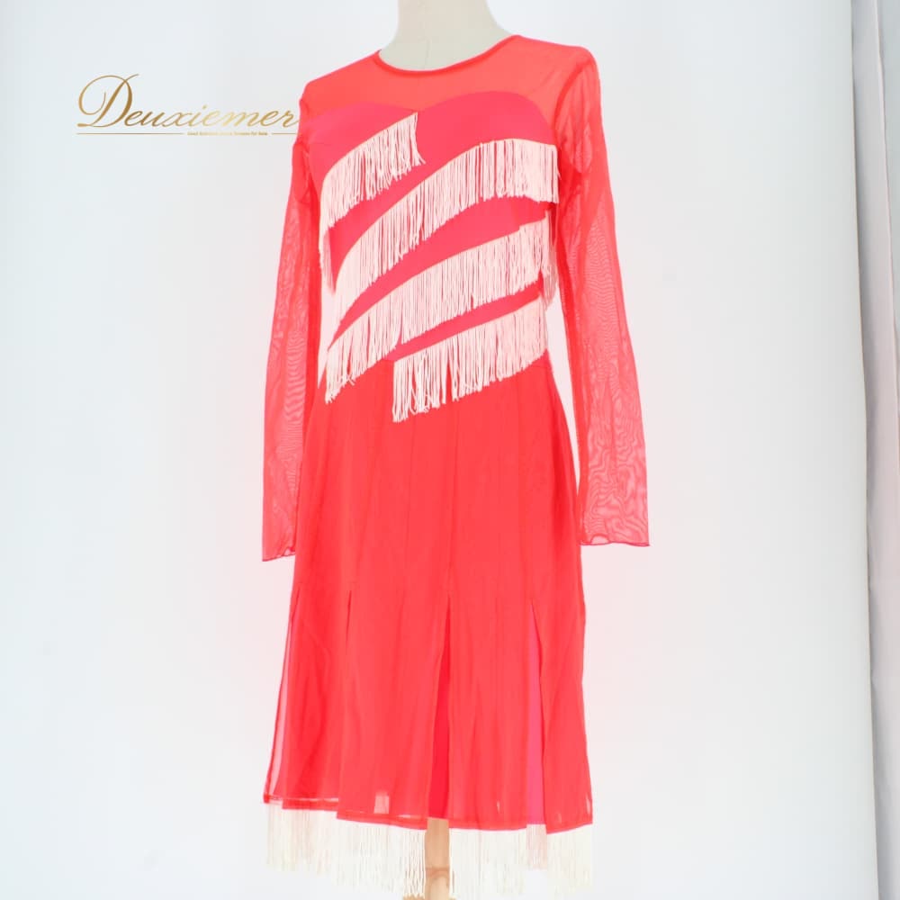 【中古】 DANCE FASHION EVE ダンスファッションイヴ 人付き合い社交ダンス お召しもの お召しもの ラテン語 白いこと系 赤いこと系 赤 白 フリンジ バイ色合い スピード競技 長袖 社交ダンス寄りあい 寄りあいお召しもの 高座お召しもの 告げ知らせる会 雅びやか 成年者っぽい 好いたらしいめ 晴れ晴れしい M大きさ I044-2510222003171