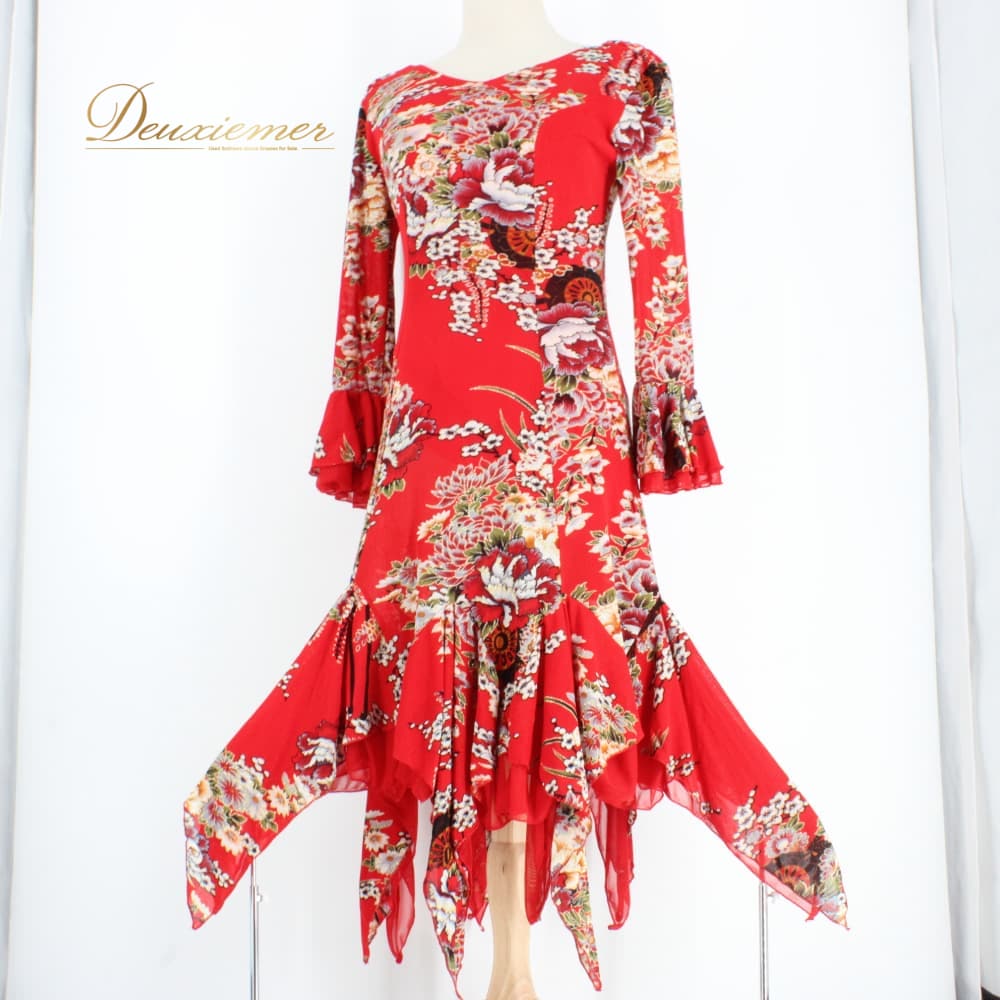 【中古】 prima boutique プリマブチック 人付き合い社交ダンス 御召しもの 御召しもの ラテン語 赤いこと系 白いこと系 緑であること系 オレンジ色系 黒いこと系 ゴールド系 花柄 赤 黒 白 薄墨色 キラキラ 雅びやか 上品さ 愛くるしい 雅びやか 成年者っぽい 好いたらしいめ 晴れ晴れしい 寄り合い御召しもの I045-2510222003645