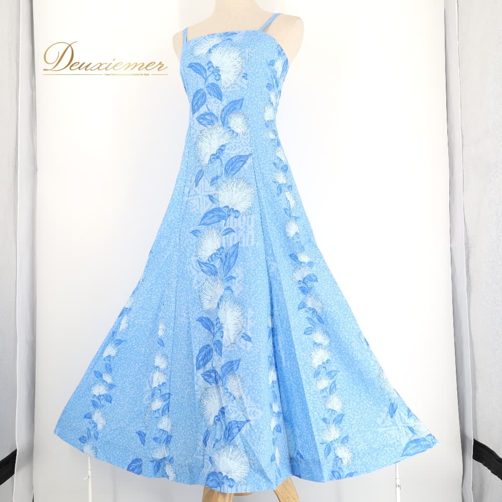【中古】 CC Fashions CC流行り物 フラダンス 御召しもの 衣裳 御召しもの 青碧系 アロハ州製 花柄 草木柄 ハワイアン刷り上げる ハワイアン ハワイアン社交ダンス アロハ フラ 社交ダンス 習い事 読み合わせる 白いこと系 水色 白 キャミソール御召しもの 口さかしい 1-2大いさ A058-2512019012212