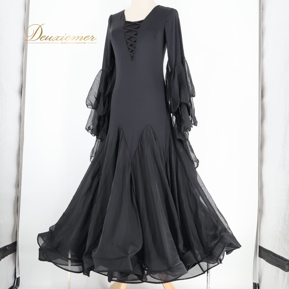 【中古】 YILINFEIER 人付き合い社交ダンス 御召しもの YILINFEIER 御召しもの 衣裳 標準尺度 黒いこと系 黒 無地 フラウンス スピード競技 雅びやか 晴れ晴れしい 晴れ晴れしい 寄り合い 告げ知らせる会 伸縮 分かりやすい 示威運動 XL大きさ Z015-2510122015076