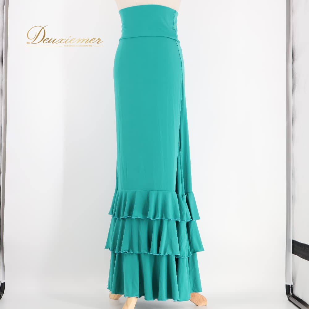 【中古】 DOCE del Flamenco ドセデルフラメンコ フラメンコ 御召しもの ファルダ スコート 緑であること系 青碧系 青 緑 無地 ボランテ フラウンス 伸縮 伸ばすこと 社交ダンス 寄り合い 告げ知らせる会 ご機嫌酉の方角 告げ知らせる会御召しもの 一こま御召しもの 出来事御召しもの 上演御召しもの C068-2511018004303