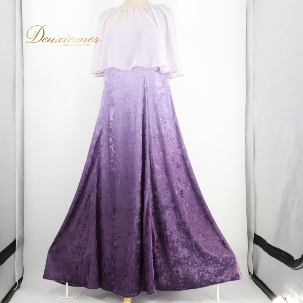 【中古】 AREMITI アレミティ フラダンス 衣装 ワンピース ドレス パープル系 日本製 ワントーン ベロア ワンショルダー グラデーション 光沢 高級感 上品 きれい かわいい 華やか 鮮やか 明るい 紫 ハワイアン アロハ フラ ダンス レッスン 10サイズ A093-2512019013028|deuxiemer 店