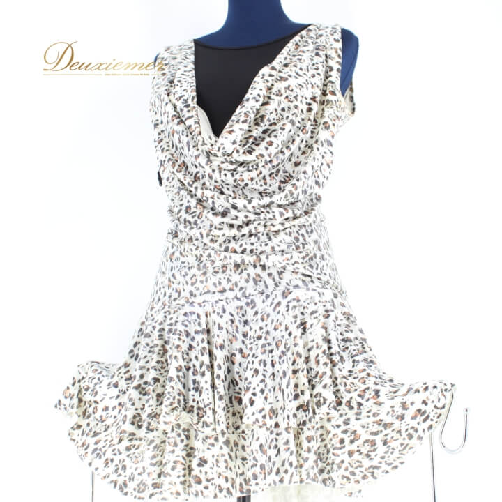 【中古】Leirena レイリーナ 社交ダンス 衣装 ラテン ドレス ワンピース レッスンウェア パーティ衣装 女性用 レディース オールシーズン 白 黒 ブラック系 ホワイト系 ゴールド系 シルバー系 ブラウン系 おしゃれ スタイル 伸縮性 D078-2510219000046