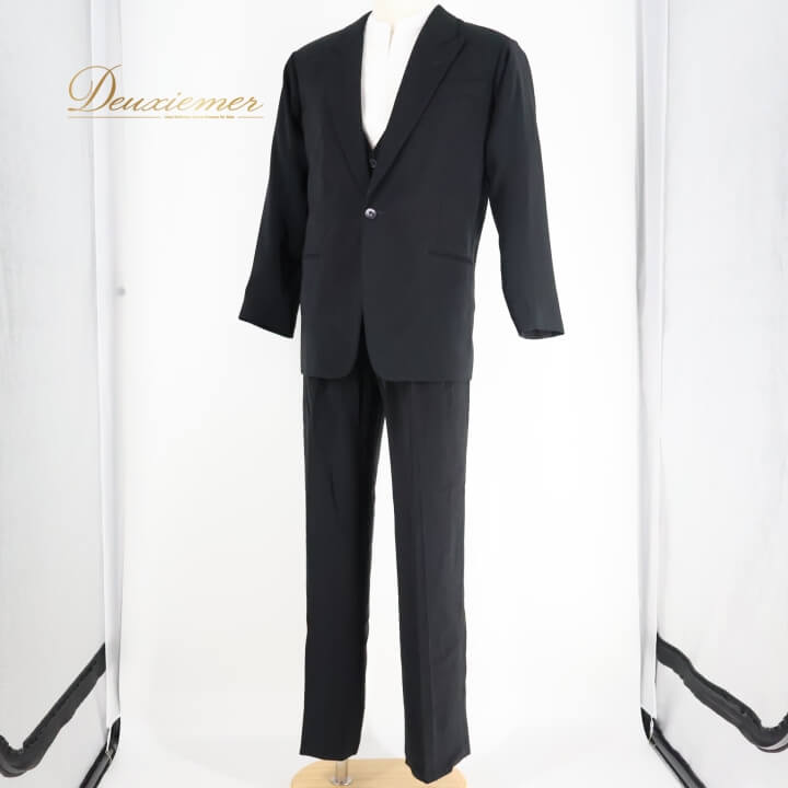 【中古】社交ダンス 衣装 上下セット スタンダード ジャケット ベスト シャツ スラックス メンズ ブラック系 黒 ダンス スーツ 舞台 発表会 イベント ダンス衣装 セットアップ フォーマル ステージ衣装 クラシックスタイル シンプルデザイン セット売り F030-2520198000036