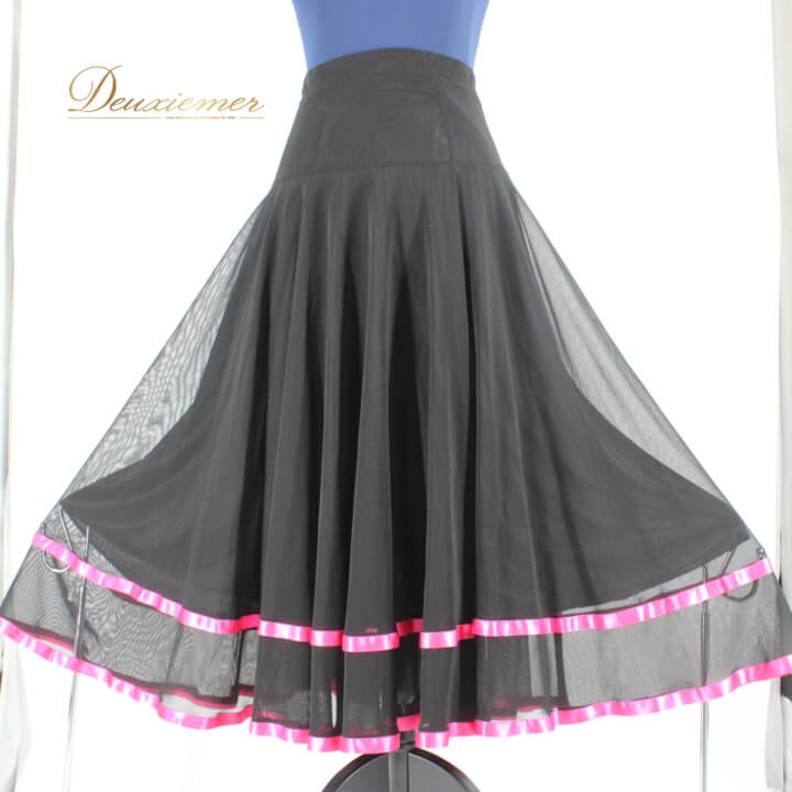 【中古】A vivare アビバーレ 社交ダンス 衣装 スタンダード スカート レッスンウェア 女性用 レディース オールシーズン 黒 ブラック系 ピンク系 社交ダンス スカート おしゃれ モダン ダンスウェア レッスン スポーツ スカート レディース B078-2510718005863
