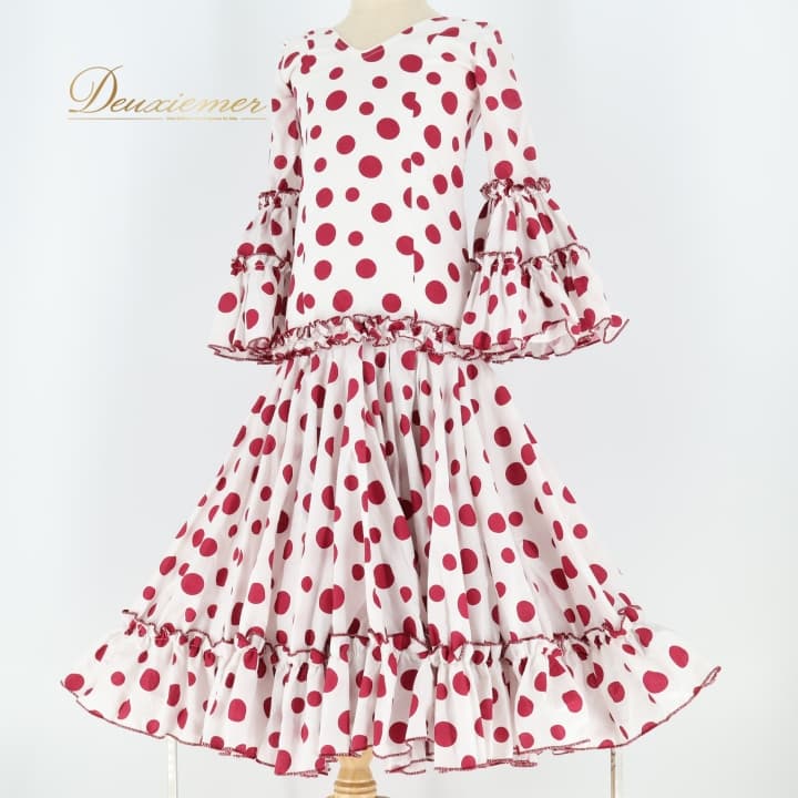 【中古】フラメンコ 御召しもの 衣装 御召しもの 赤ちゃん キッズ 御坊っちゃん 水玉 点点 ボランテ フラウンス 社交ダンス 寄りあい 告げ知らせる会 赤 白 白いこと系 赤いこと系 フラメンコ御召しもの 赤ちゃん御召しもの 好いたらしいひな型 社交ダンス御召しもの 告げ知らせる会用 御召しもの 今めかしい 赤点点 白点点 C083-2511022000926