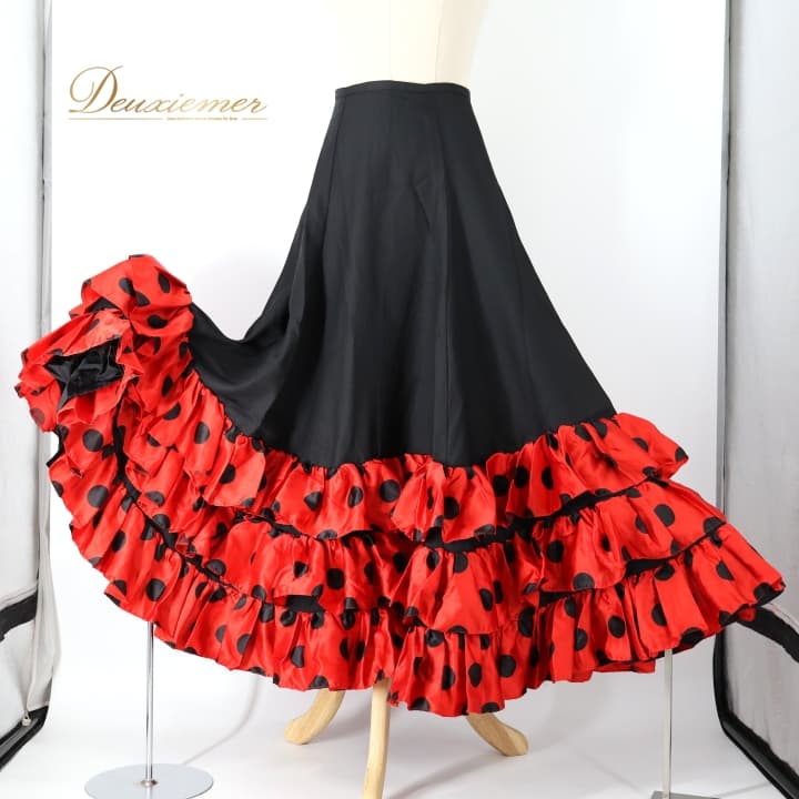 楽天市場】フラメンコ スカート ファルダ 水玉 斜めフリル フラメンコ