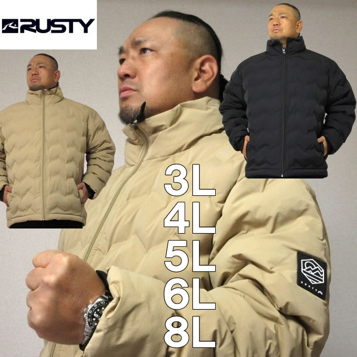 大きいサイズ メンズ RUSTY シームレス 中綿 ジャケット(メーカー取寄)ラスティ 3L 4L 5L 6L 8L 大きい サイズ キングサイズ ビッグサイズ デビルーズ おしゃれ ブランド ジャンパー アウター|大きいサイズデビルーズ店