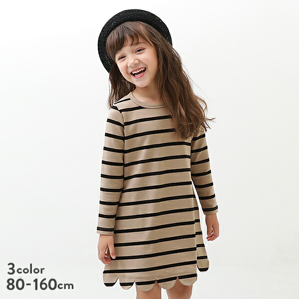 楽天市場 Winter Big Sale 10 Off スカラップ長袖ワンピース 子供服 キッズ ベビー 女の子 長袖ワンピース ワンピース 長袖 Devirock 楽天市場店