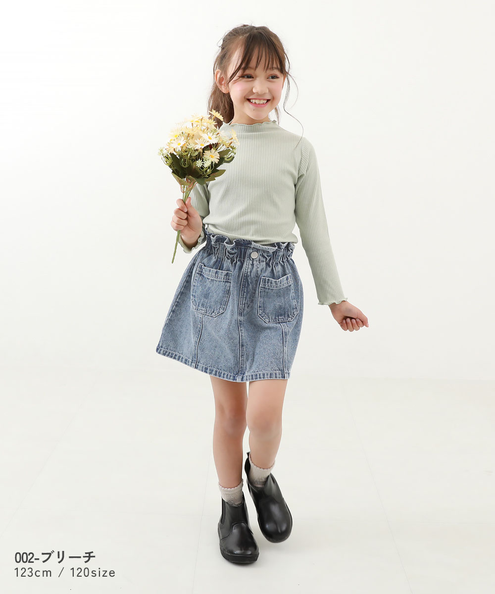 【LIMITEDSALE最大40%OFF】ウエストフリルデニムスカート子供服キッズ女の子デニムスカートスカートボトムス26ss_girls