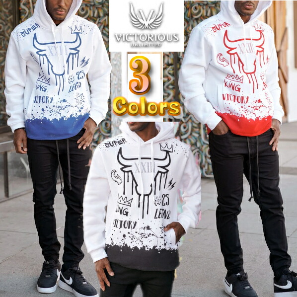 【全３色】VICTORIOUS LEGEND GRAFFITI FLEECE PULLOVER (ヴィクトリアス) 言い伝え グラフィティプルオーバーフーディ 23 victorious ＃２３ 第一人者 XX111 アノラック 流汗 パーカー メンズ 馬鹿でかい大きさ 馬鹿でかい大きさ S M L LL 2L 3L 4L 5L 7L