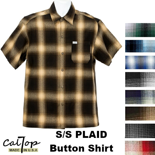#2000 S/S []CalTop Plaid チェック柄 S/Sシャツ オールドスクール　[カルトップ]　チェックシャツ　【全８色】 キャルトップ シャツ 半袖 メキシカン チカーノ ギャング ローライダー メンズ 大きいサイズ シャツ S M L LL 2L 3L 4L 5L 4,990円