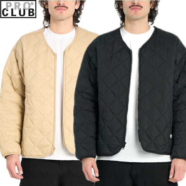 【54パソコン0306】[全２色]pRO cLUB Heavyweight Quilted Liner Jacket(労働者階級野球クラブ) ヘビーウエイトキルティングジャケット Pro club 無地アウターメンズ (S～3XL) メンズ 大層らしい大きさ 前掛け LL 2L 3L 4L ５Ｌ ７Ｌ