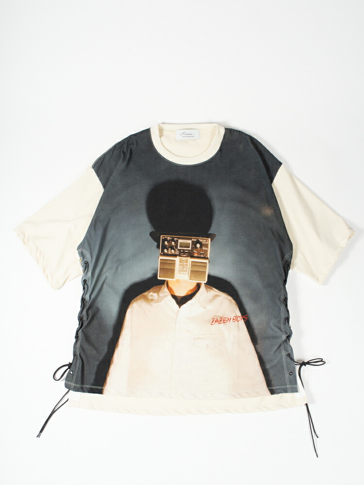 【Azuma.】アズマ ZAZENBOYS DELAYMAN  LACE UP SHORT SLEEVE  T-SHIRT KINARI スピード競技引き上げるプルオーバー ザゼンボーイズ ディレイマン 日本の首都寄せ合わせブランド名 メンズ 流行り物 デザイナーズブランド名 向井秀徳