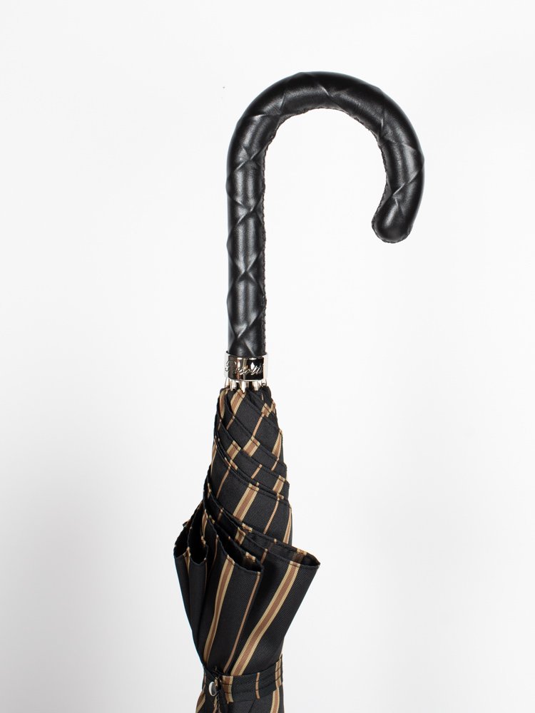 Pasotti パソッティ Brown Stripe Umbrella With Twisted Leather Handle 傘 メンズ お洒落 雨傘 長傘 メンズおしゃれ 紳士 イタリア傘ブランド メーカー ツイストデザイン レザー 革 Andapt Com