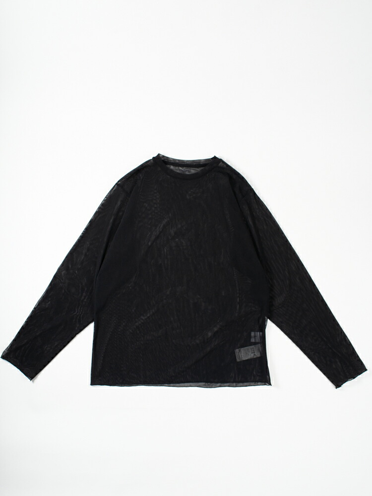 JOHN MASON SMITH /JANESMITH /ジョンメイソンスミス/ジェーンスミスNYLON SHEER NET LONG SLEEVE T-SHIRT BLACK ナイロンシアーネットロングスリーブプルオーバー メンズレディース同じよう品番 通信販売 置き目取りまわし