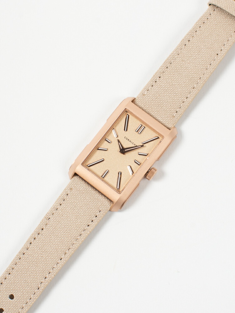 日本正規取扱い店舗【CORNICHE】コーニッシュVisionnaire Rose Gold with Sand Dial ヴィジョネア ローズゴールド サンドダイヤル 日本製帆布（富士金梅）ストラップ 時計 メンズ 腕時計 コーニッシュ ウォッチ （ 20代30代40代50代60代 ）男性女性 通販 大人上品