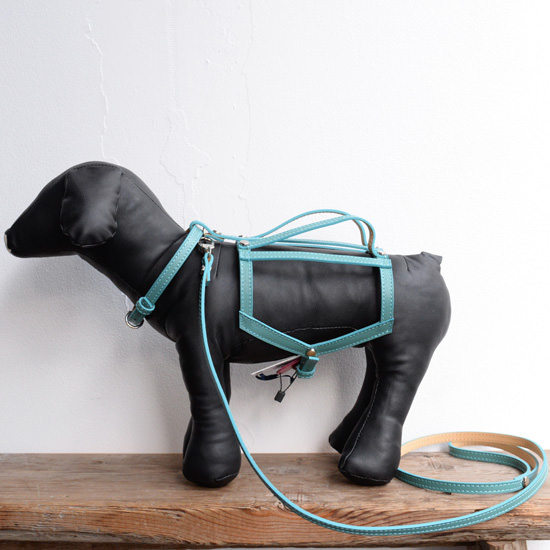 【BABA PARIS】 ババ 光の都市 HELENE harness \u0026 leash エメラルド青色 馬具 首輪・胴輪・リード-ハーネスリード