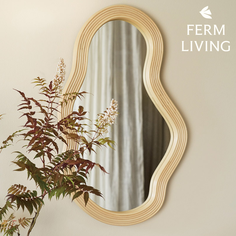 【ﾎﾟｲﾝﾄ10倍! 6/11 1:59まで】北欧 Ferm Living 耕園リビング 重量ポンド鏡鑑 M ラタン／自然的 今めかしい 雑貨 室内装飾 鏡 リビング 差し上げ物 差し上げ物