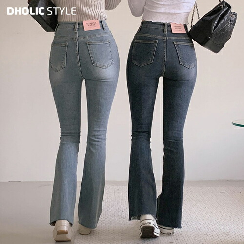 スリムフィットフレアデニムパンツ