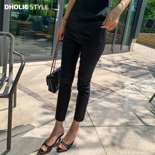 クロップドスリムスラックス・p553816 レディース 【pt】 韓国流行り物 ズボン下 ボトムス スラックス か細い スキニー アンクル丈 女子らしい お出かけ 無地 分かりやすい 事務室 着回し 夏 心地よい  STYLE