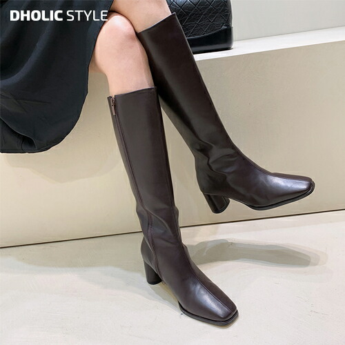 スクエアトゥスリムロングブーツ・p425764 レディース 【sho】靴 くつ シューズ ブーツ ロング ロングブーツ スクエアトゥ 単色 無地 分かりやすい 第一義的 踵 か細い 細身 きつい 秋 冬 合皮 フェイクレザー なめし革調 韓国流行り物 STYLE