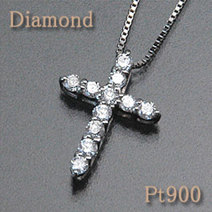 ダイヤモンド ペンダントネックレス　クロスモチーフ ダイヤモンド 約0.30ct Pt900/850(プラチナ pt PT) ベネチアンチェーン 約45cm／幅約0.6mm 輝き・ボリュームに満足いただけるスタッフ一押し商品！ 【スライドアジャスター】【4月誕生石】【送料無料】 72,050円