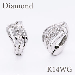【正規品 】ピアリング(イヤリング) ダイヤモンド 0.10ct K10WG(ホワイトゴールド k10wg 10金) K14WG(ホワイトゴールド k14wg 14金) 【オーダー専用デザイン】【ギフト】 【４月誕生石】【送料無料】