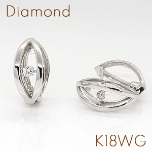 正規品 ピアリング ダイヤモンド 約0.10ct(左右合計)K18WG(ホワイトゴールド wg/k18/18金)ダイヤモンドが揺れて煌く 【送料無料】【4月誕生石】 |卸直営 WATANABE