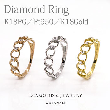 ダイヤモンドリング ダイヤモンド 約0.05ct K18Gold(ゴールド k18gold/k18yg/18金) K18PG(ピンクゴールド k18pg) Pt950(プラチナ PT/pt) 【4月誕生石】【地金リング】 【送料無料】【ギフト／贈り物】