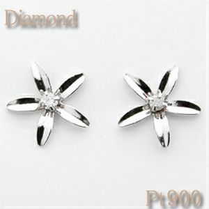 【送料無料!】 フラワーモチーフ ピアス ダイヤモンド0.02ct Pt900(プラチナ) 小さいけど天然ダイヤを使用! 本格思考の貴方におすすめです♪ PT/pt【花】