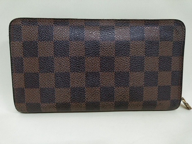 ルイ・ヴィトン LOUIS VUITTON N61728 ポルトモネジップ ラウンドファスナー 長財布 ブラウン ダミエ 【中古】　【送料無料】