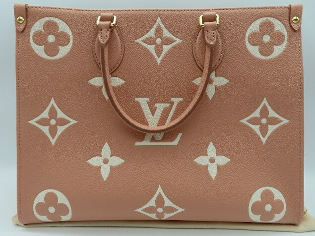 【値下げ】ルイ・ヴィトン　LOUIS VUITTON　M46286　オンザゴーMM　トートバッグ 2way ローズトリアノン/クレーム モノグラム アンプラント 【中古】【無料】