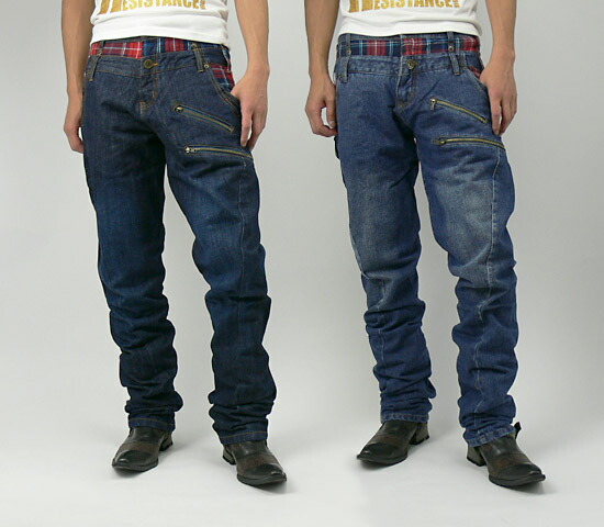 diablos | Rakuten Global Market: agate check switch double waist denim pants mens MEN's jeans 